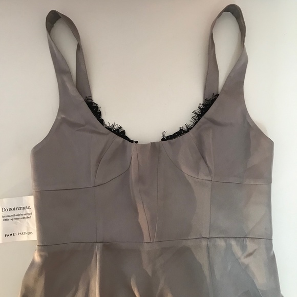 FAME AND PARTNERS Ara Satin Lace Trim Dress - Picture 4 of 7